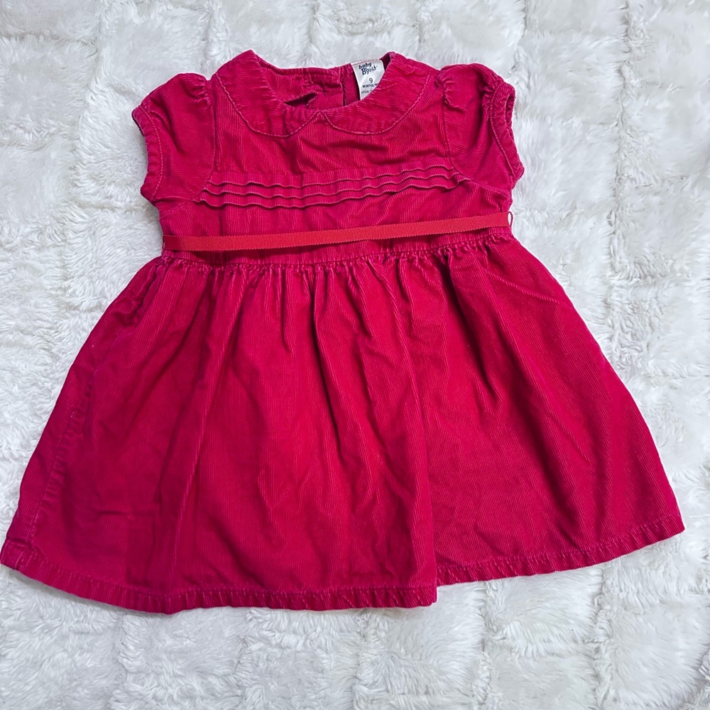 OshKosh B’gosh Baby Girl Red Corduroy Dress Peter Pan collar Size 9M